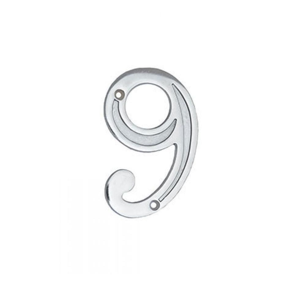 Numero Residencial Cromado 13Cm 9 Uniao Mundial