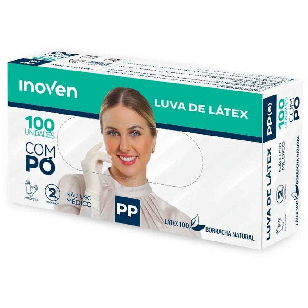 2X Caixa De Luvas Descartaveis Latex Com Pó Inoven 100 Unid