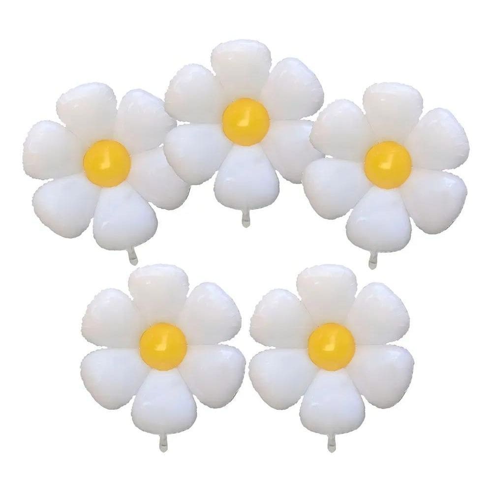 10 Balão Flor Margarida Branca 45Cm Decoração Festa Jardim C