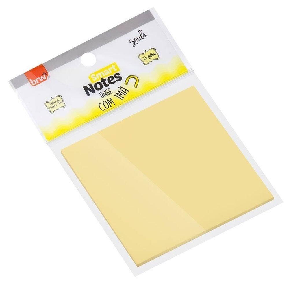 Notas Adesivas76X76Mm Com Imã Amarelo Pastel 25Fls Brw