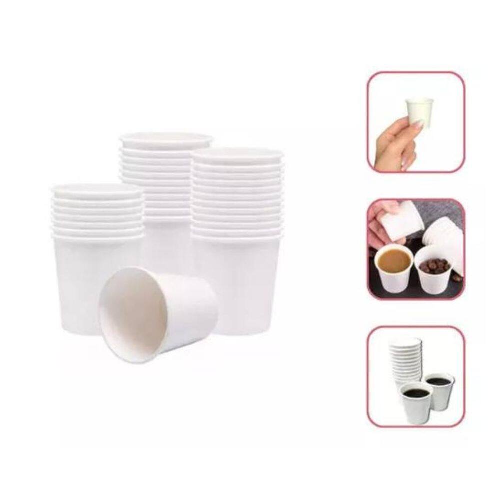 Copo De Papel Branco 60Ml Biodegradável Café Com 100 Un.