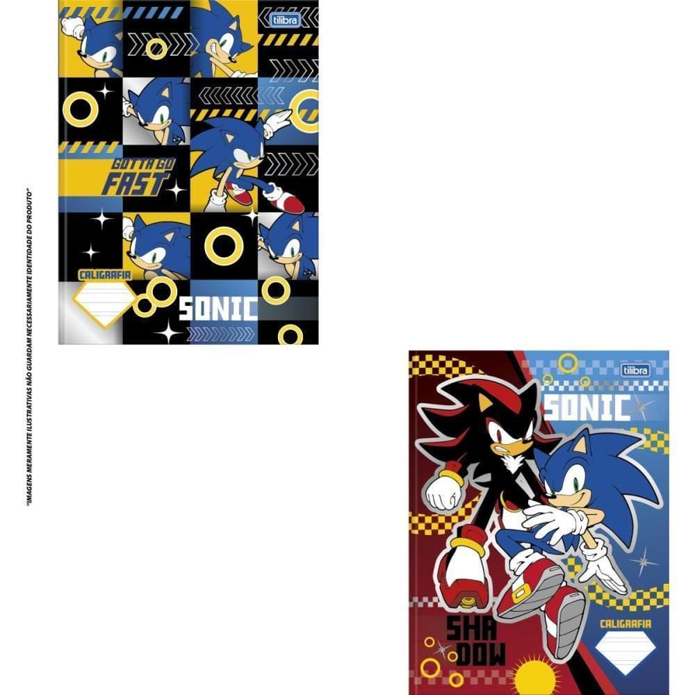 Caderno Caligrafia Capa Dura Sonic 40Fls Brochura Vertical P