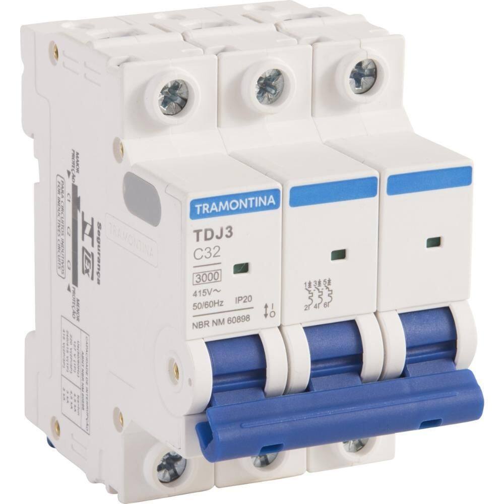 Minidisjuntor Tdj3 3 P 63 A 3 Ka Curva C Tramontina