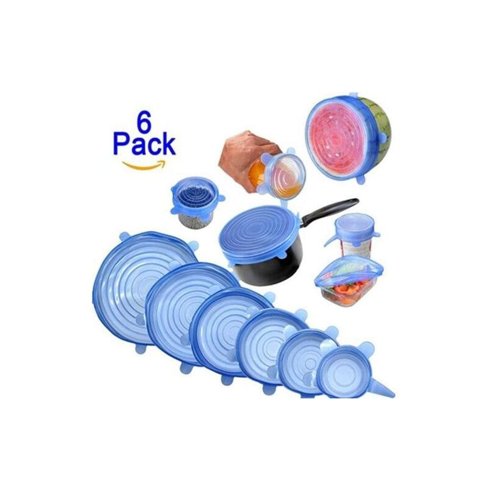 Conjunto de tampas de silicone, pacote de 6 tamanhos diferentes para alimentos
