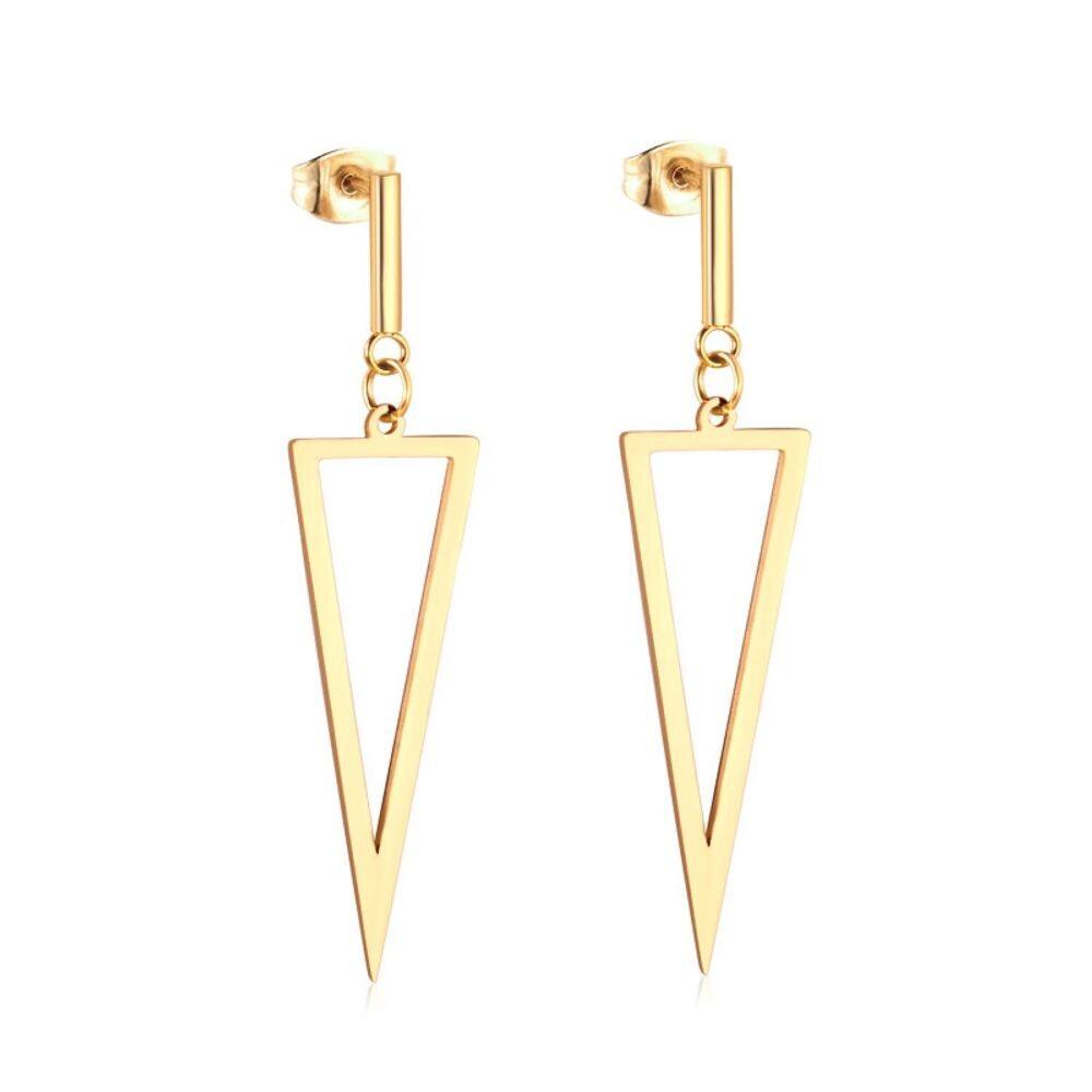 Par de elegantes brincos de argola geométrica triangular para mulheres