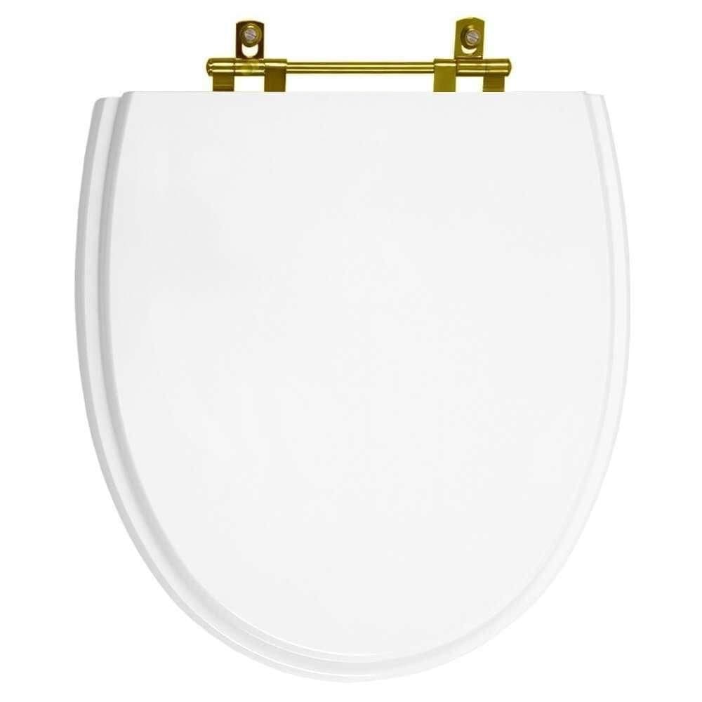 Tampa De Vaso Poliéster Eros Branco Para Bacia Incepa Com Ferragem Dourada