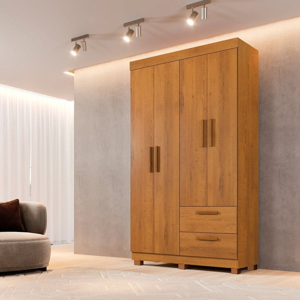 Guarda-roupa 4 Portas 2 Gavetas 100% Mdf Flórida Espresso Móveis Cinamomo