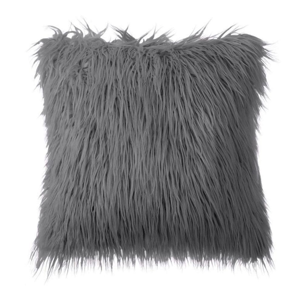 Capa de almofada para cabelos longos cinza escuro 45x45cm