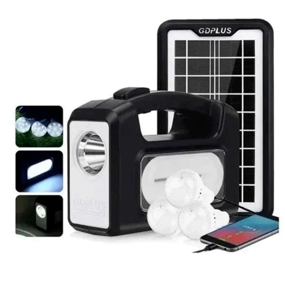 Kit de acampamento solar com luz de emergência e carregador USB +3 lâmpadas