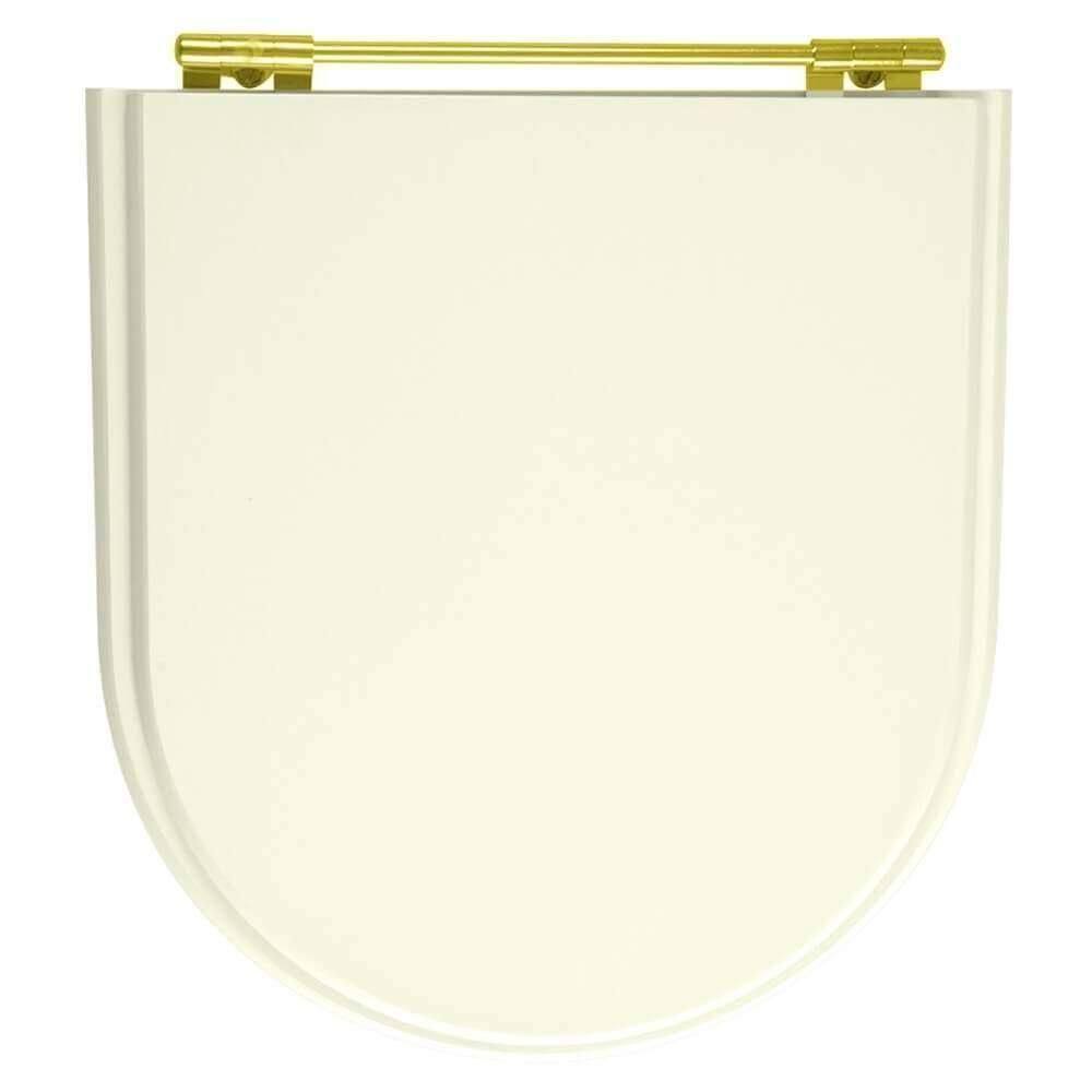 Tampa De Vaso Laqueado Calypso Biscuit Para Bacia Incepa Com Ferragem Dourada