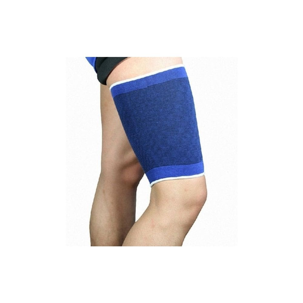 Par de coxas elástico para proteção esportiva, poliéster azul