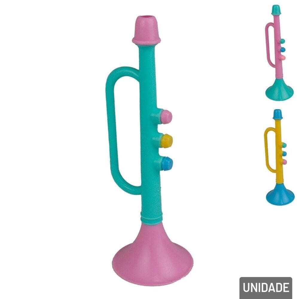 Mini Instrumento de Plástico Trompete 15cm Color - Tudo em Caixa