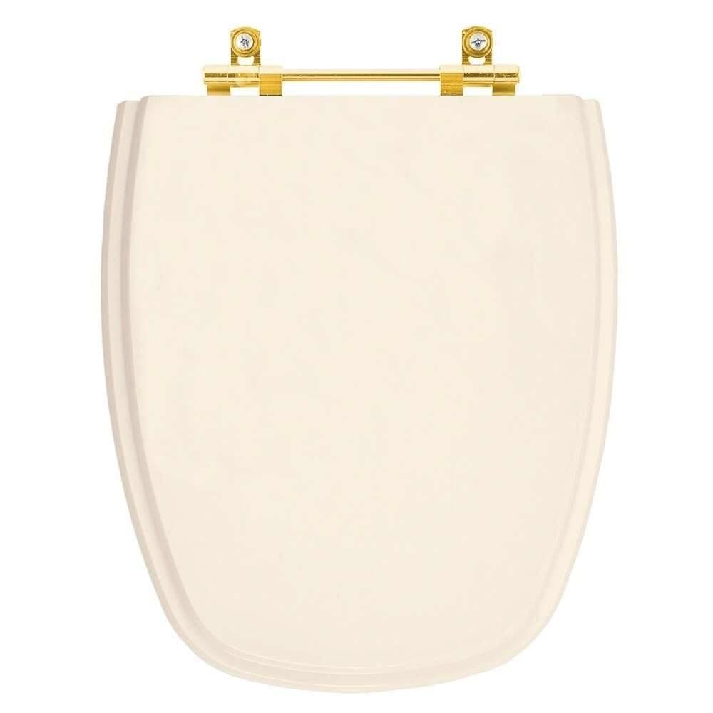 Tampa De Vaso Poliéster Monte Carlo Amendoa Para Bacia Deca Com Ferragem Dourada