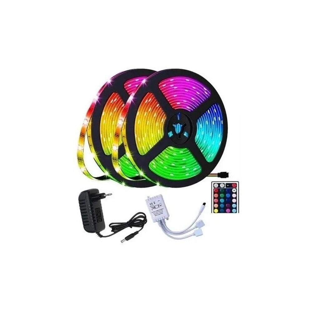 Fita LED Strip Ribbon de 5 m, multicolorida, RGB, 300 LEDs, pacote com 2