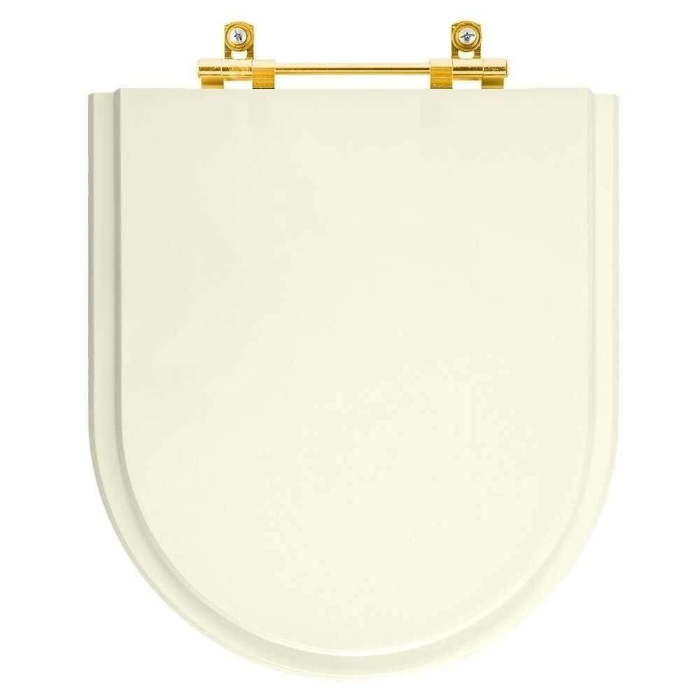 Tampa De Vaso Laqueado Riviera Pergamon Para Bacia Celite Com Ferragem Dourada