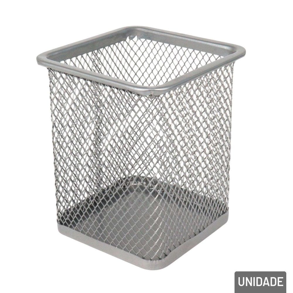 Organizador Multiuso Metal 8x9,8cm Vazado Cinza - Tudo em Caixa