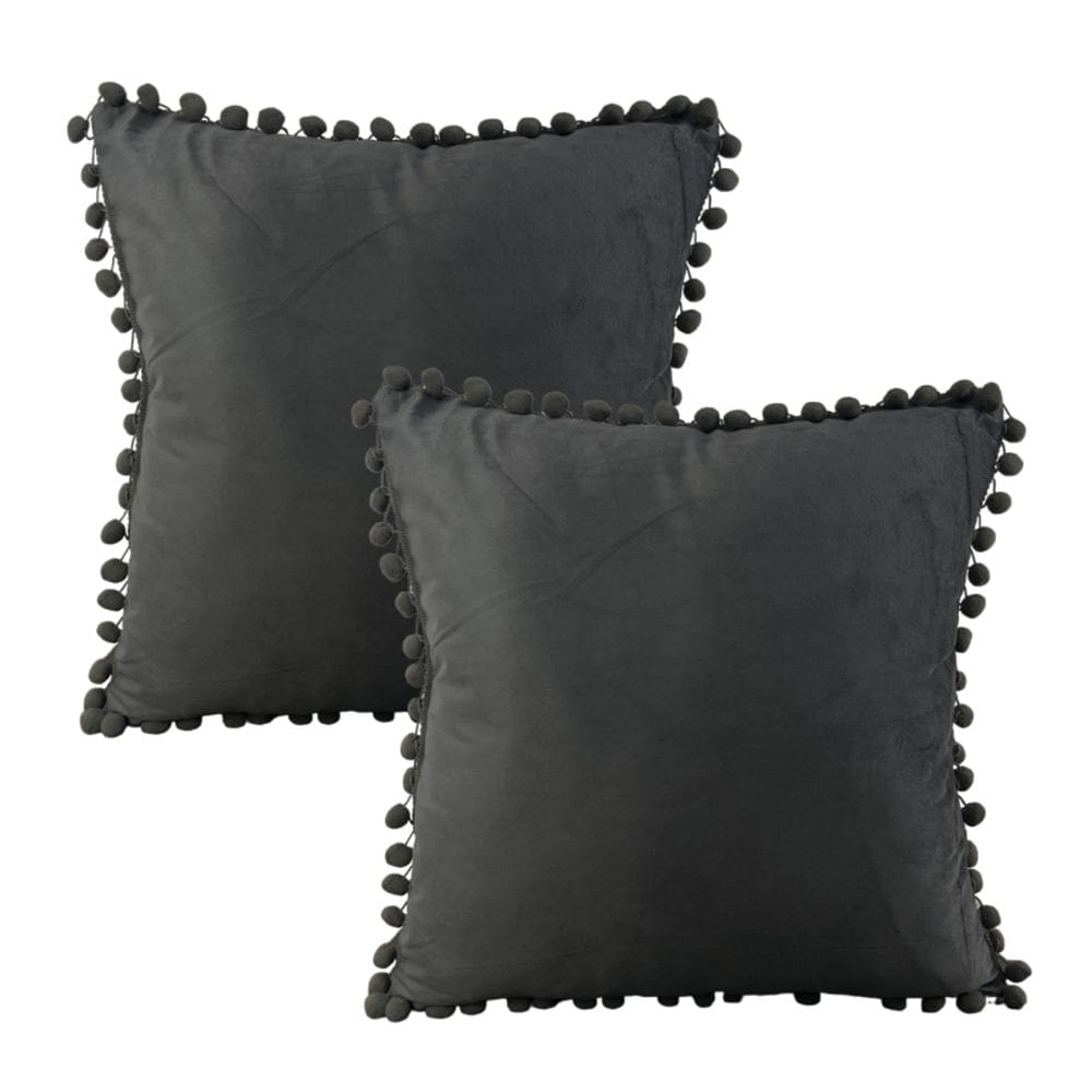 Capa de almofada de veludo com franjas, 45 x 45 cm, cinza escuro, pacote com 2