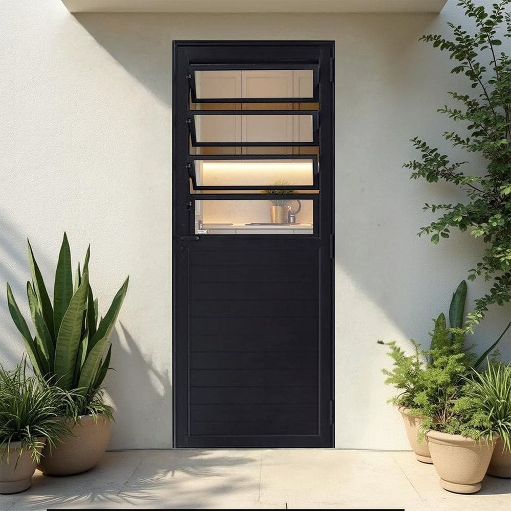 Porta de Alumínio Lambri Basculante 214x96cm Magnum Atlântica Preto