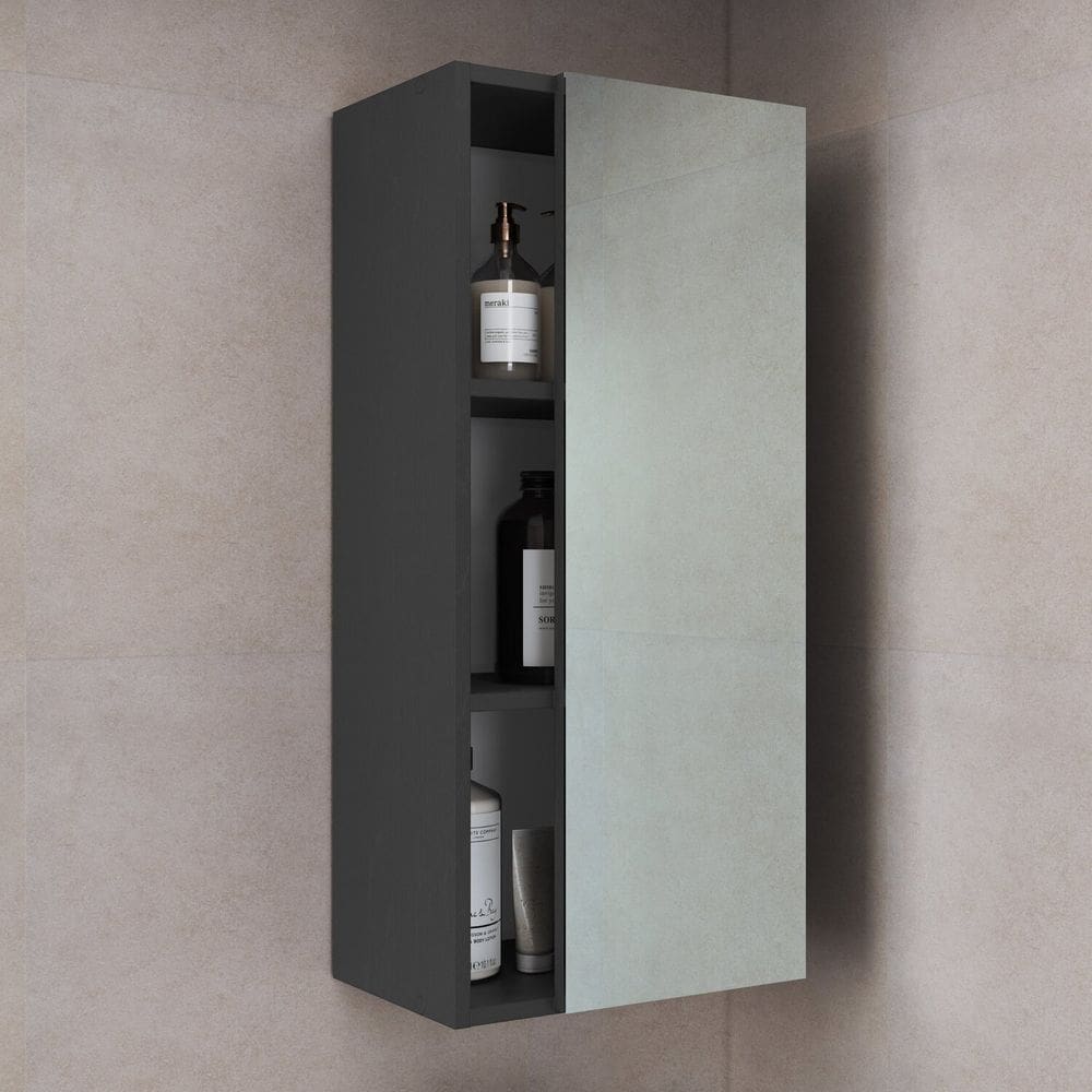 Armário Organizador com 2 Prateleiras e Porta com Espelho Grafite