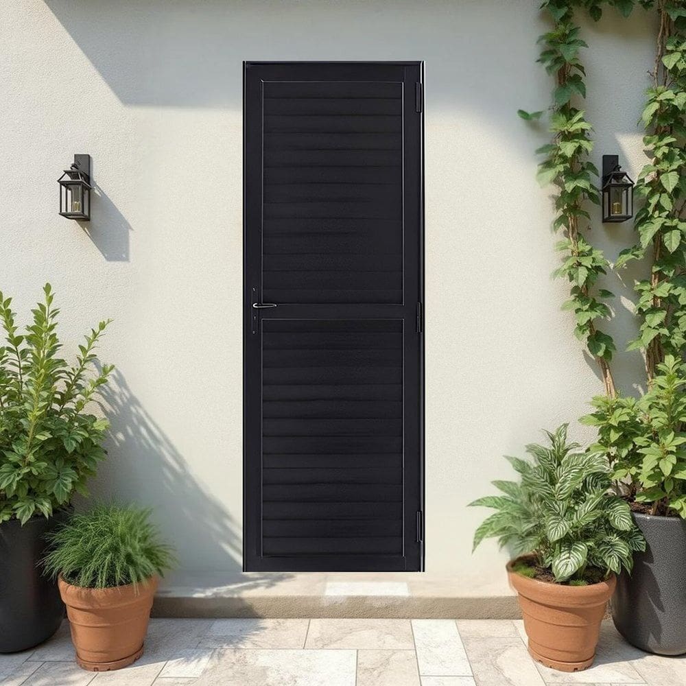 Porta de Alumínio Palheta 214x76cm Atlântica Preto