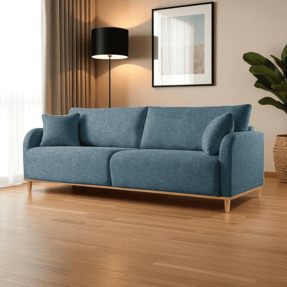 Sofá Fixo 3 Lugares Luxo 200cm Camila Azul