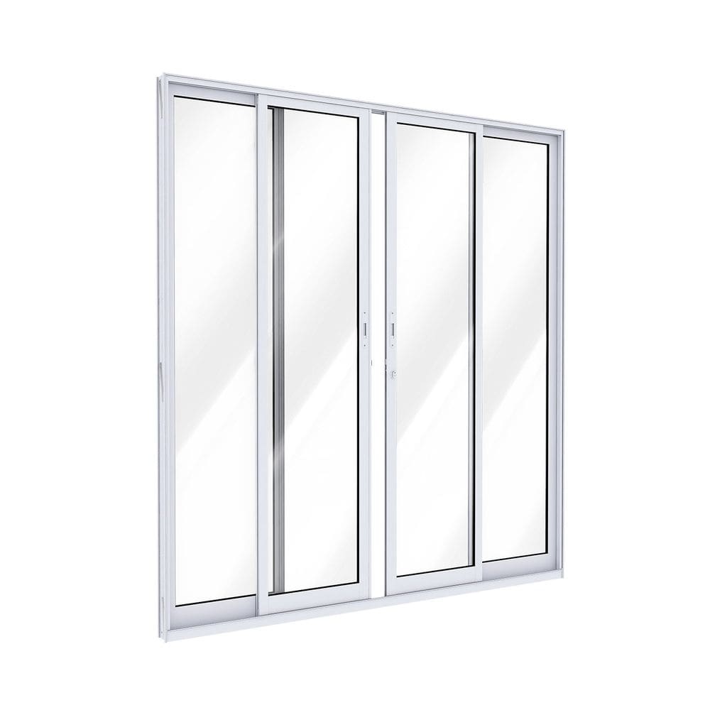 Porta de Alumínio de Correr 2 Folhas Móveis e 2 Folhas Fixas 215x200cm Lucasa Ideale Branco