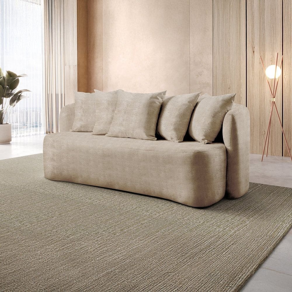 Sofá Curvo Orgânico 3 Lugares Orion Bege