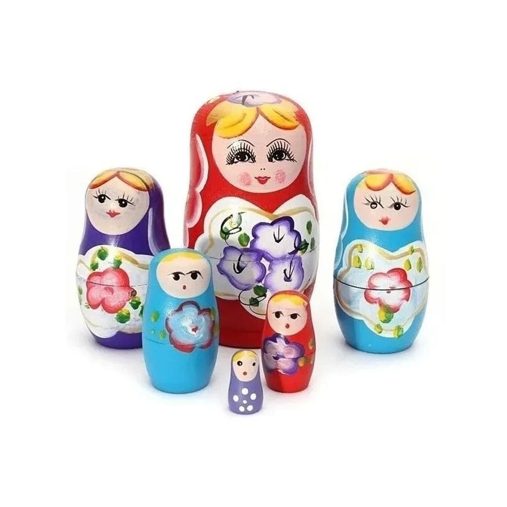 Bonecas russas Matrioska, 5 peças de madeira, pintadas à mão