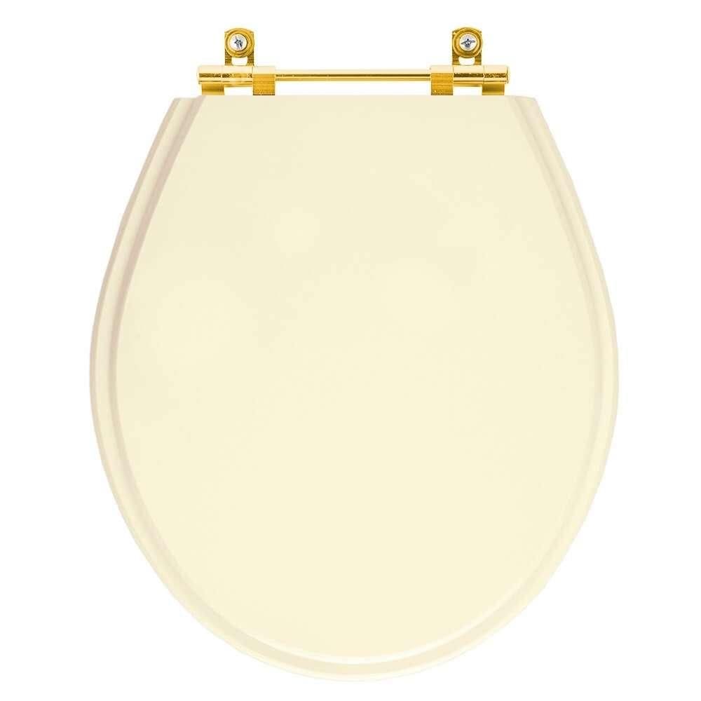 Tampa de Vaso Poliéster Carina Bone para bacia Ideal Standard com Ferragem Dourada