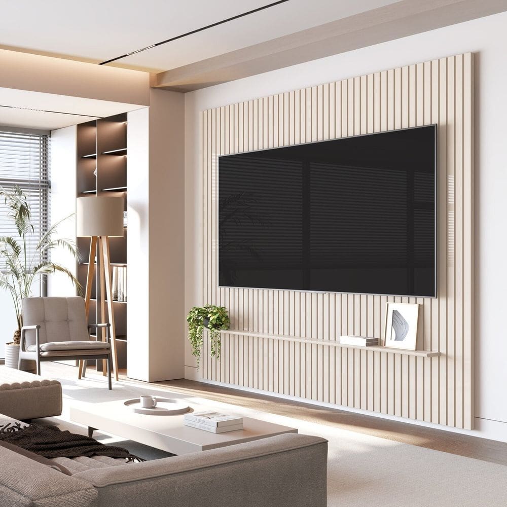 Painel para Tv 75 Polegadas Ripado Arbo 2.30 Off White