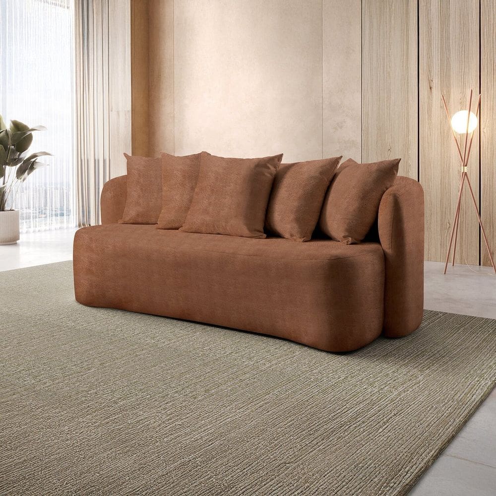 Sofá Curvo Orgânico 3 Lugares Orion Marrom