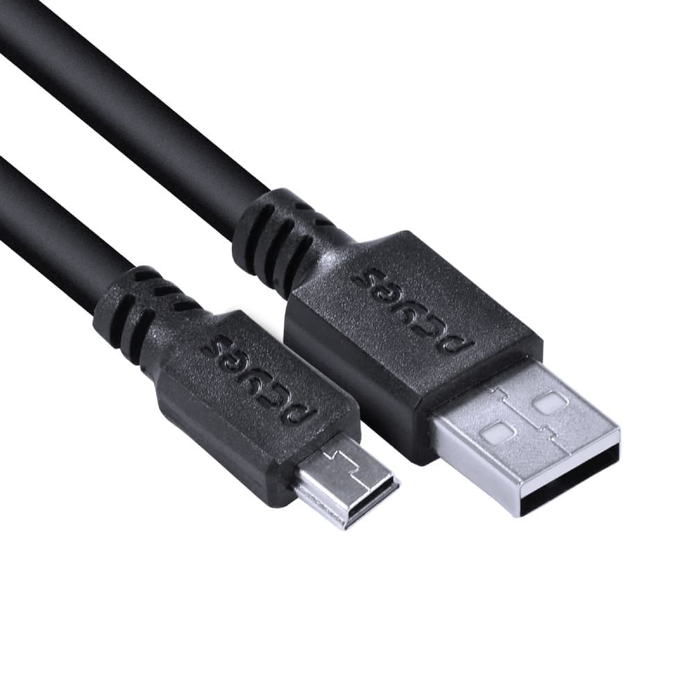 Cabo USB a 2.0 Macho para Mini USB B Macho 28AWG Puro Cobre 2 Metros - PUANM2-2