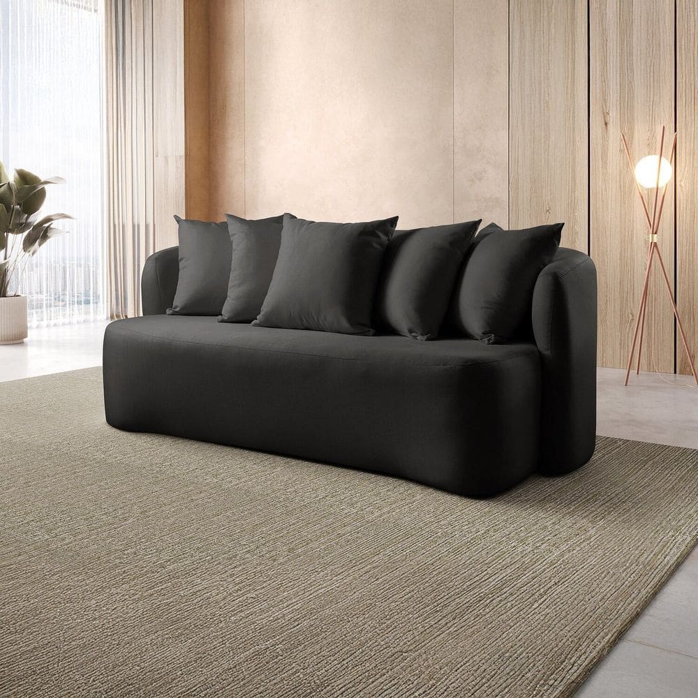 Sofá Curvo Orgânico 3 Lugares Orion Preto