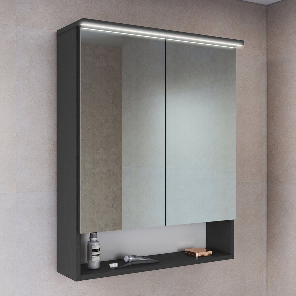 Armário Espelheira para Banheiro com 2 Portas e Iluminação Led Gafrite