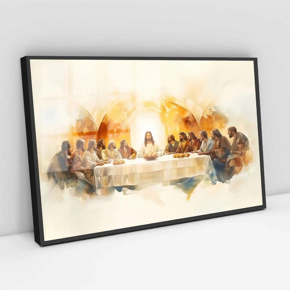 Quadro Minimalista Santa Ceia Aquarela - 50X70Cm