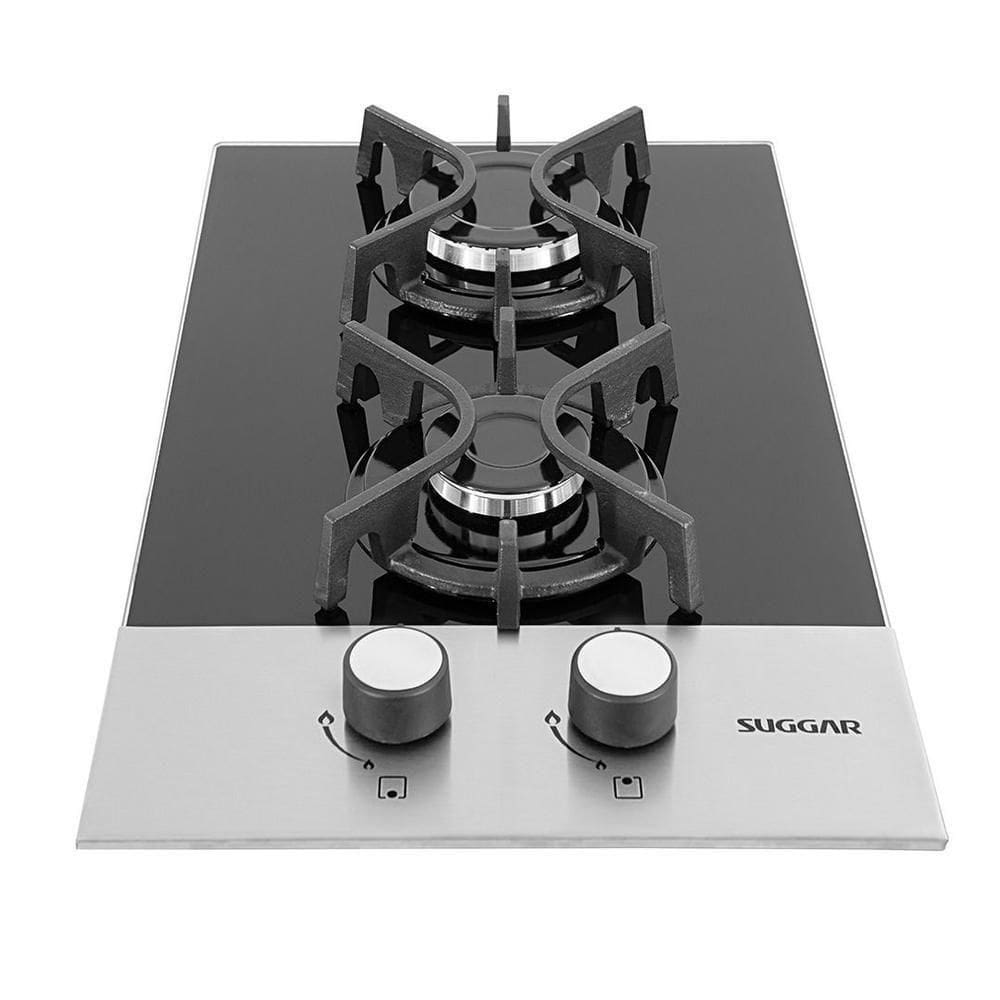 Cooktop Suggar 2 Bocas Ferro Fundido Preto Com Inox A Gás Bivolt