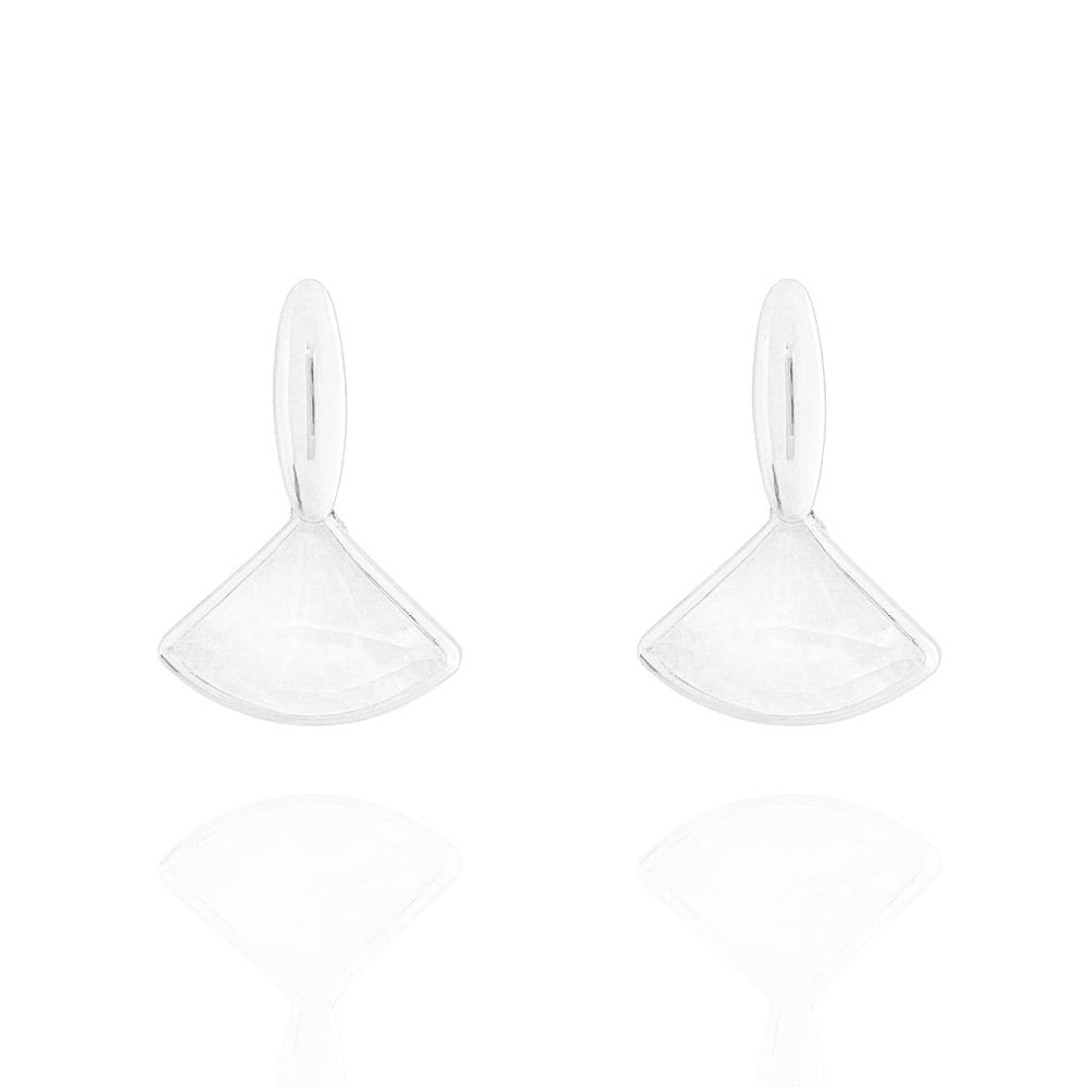 Brinco Triangular Resina Cristal Banhado a Prata