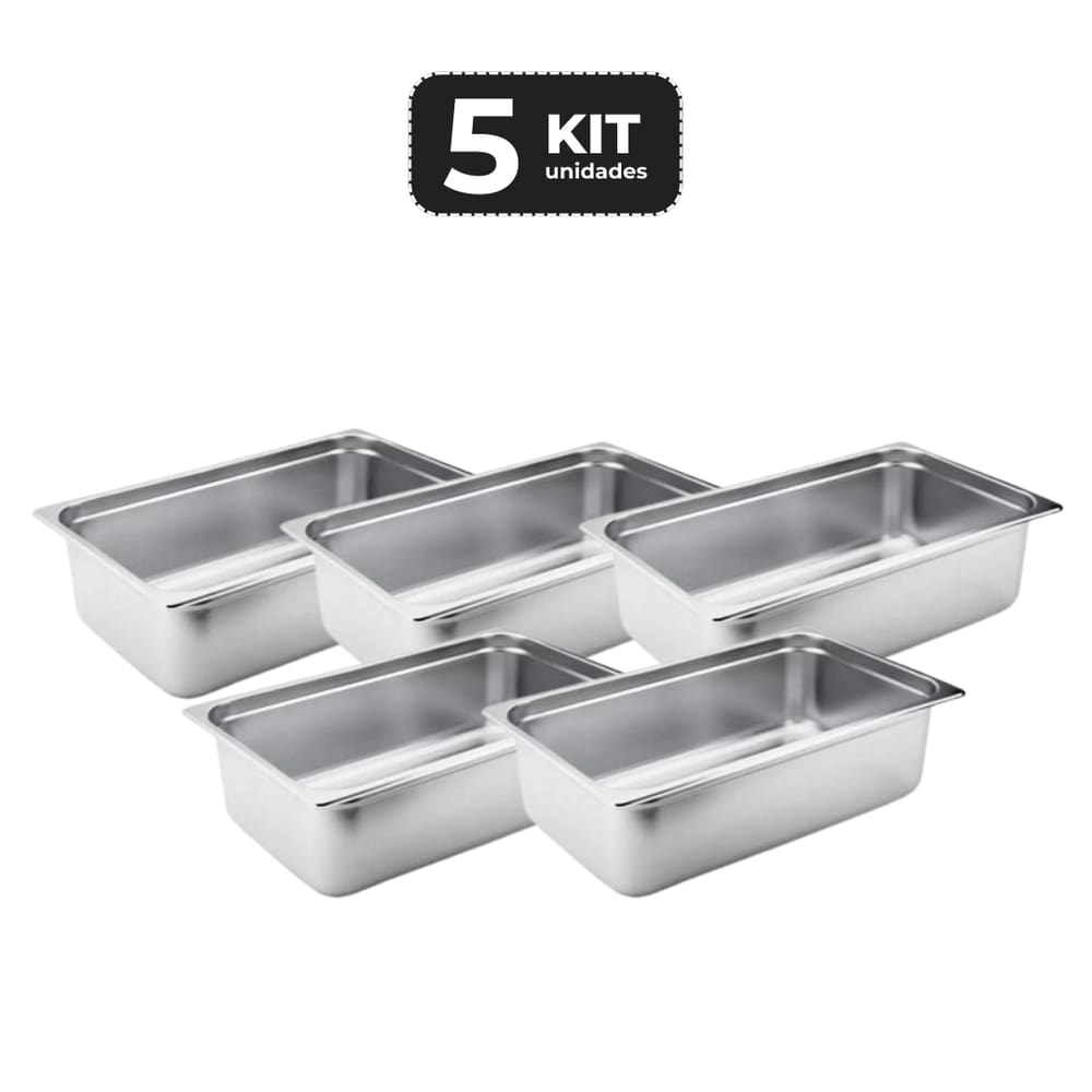 Kit 5 Cuba Sem Alca Inox 1/1 Gn 150 Para Buffet