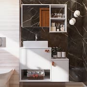 Gabinete de Banheiro Lotus 3 Portas com Espelheira com Cuba Apocalypse