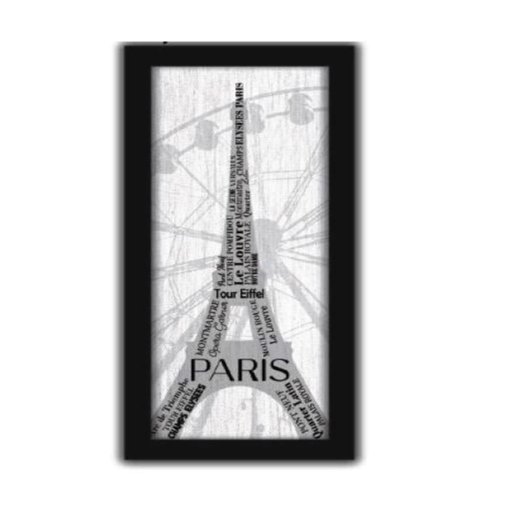 Quadro Decorativo Paris Torre Eiffel Frases França 60cm Moldura Sala Consultório Lavabo Escritório Canvas