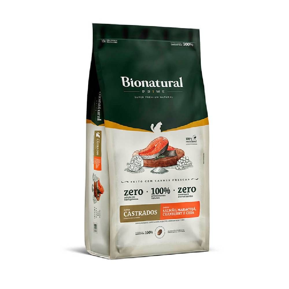 Ração Bionatural Prime Gatos Castrados Salmão 1,5kg