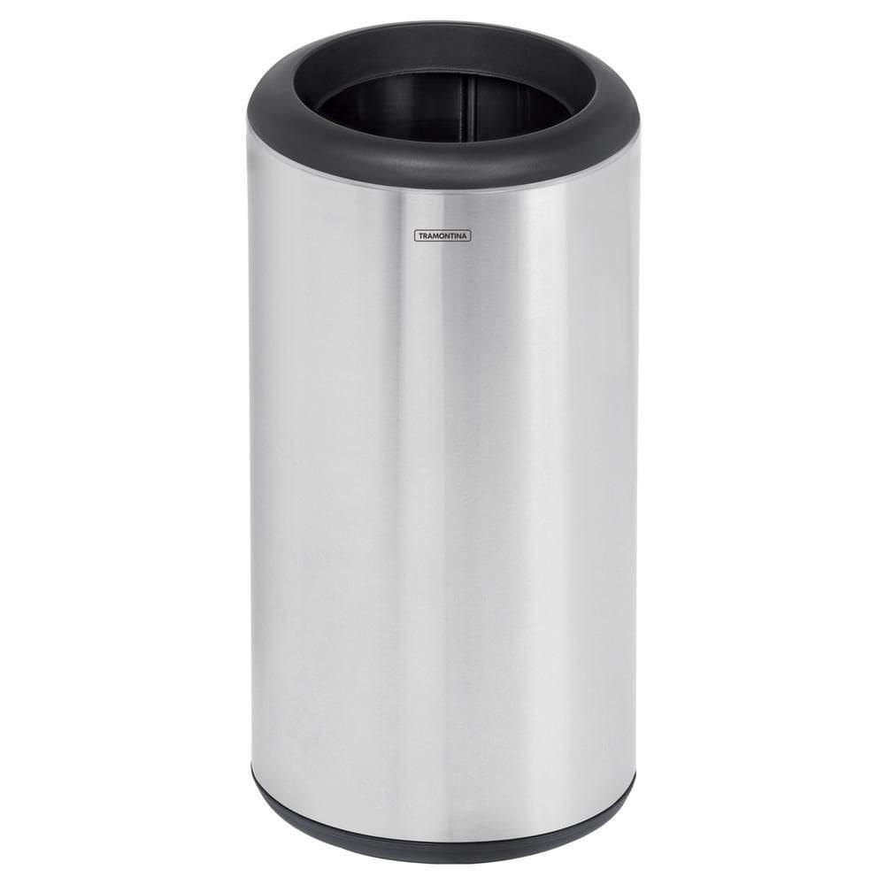Lixeira Inox Tramontina Cápsula Com Acabamento Scotch Brite E Aro E Base Em Polipropileno 23 L