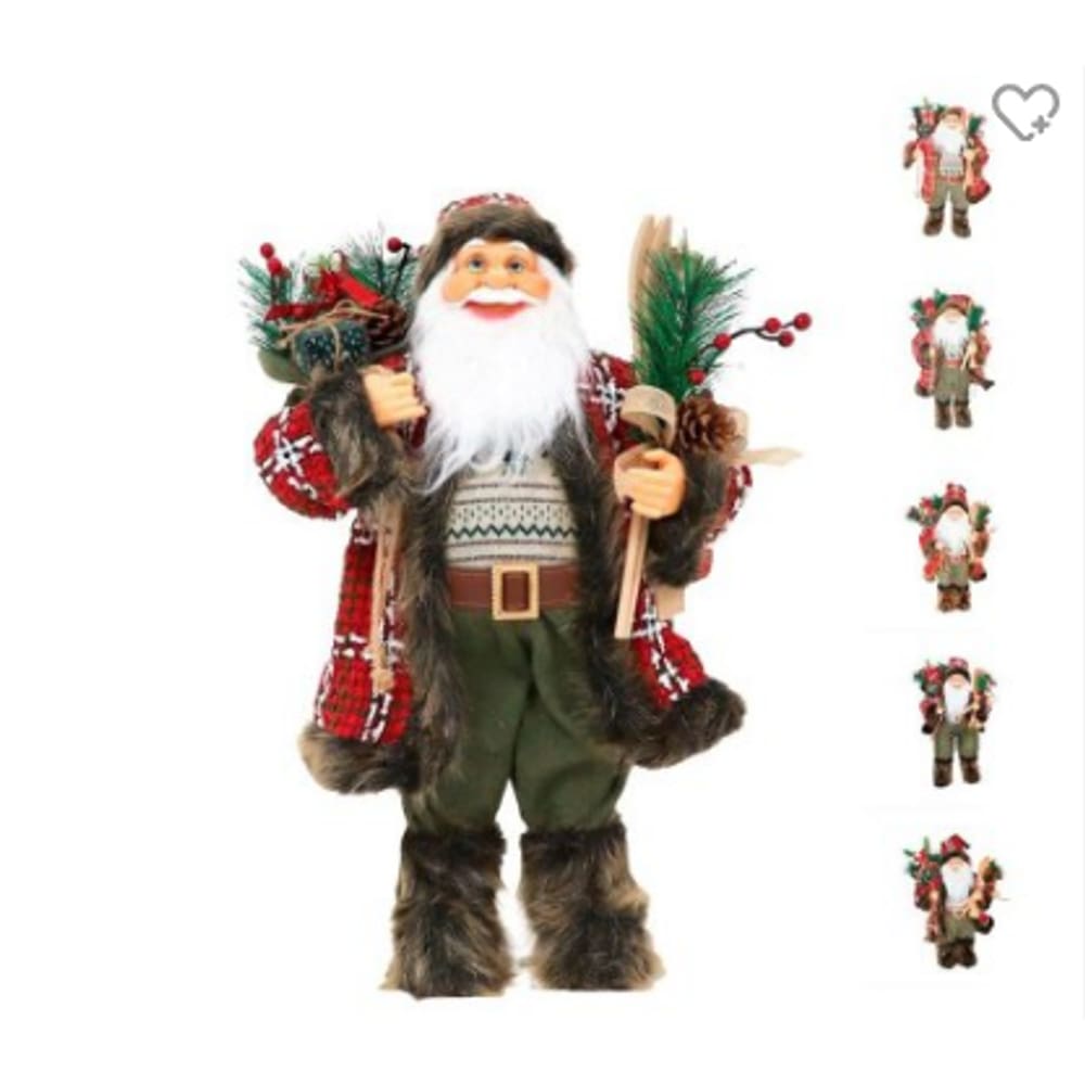Enfeite Papai Noel Esquiador com Presentes 40cm - Tudo em Caixa
