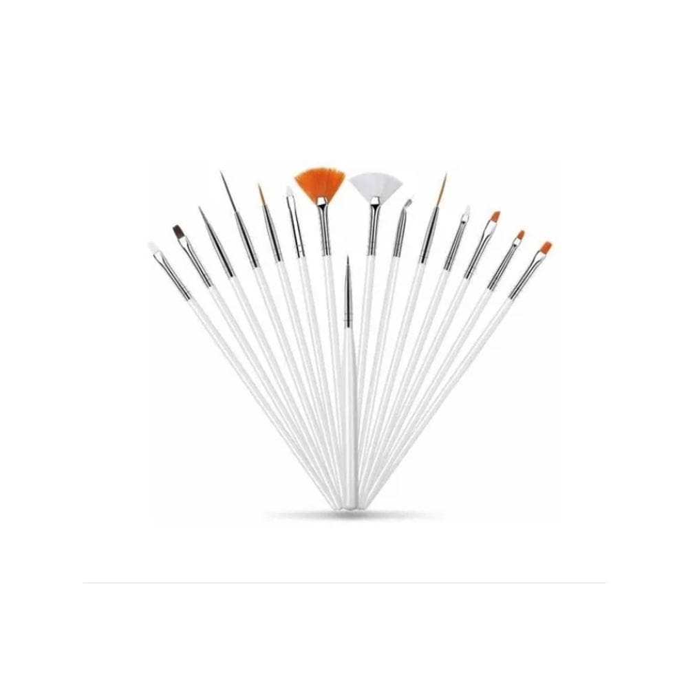 Conjunto de arte de unhas com 15 pincéis e 5 ponteiros duplos