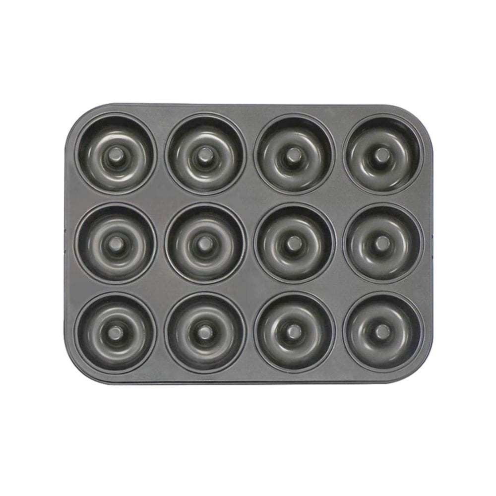 Molde antiaderente para assar metal, 12 cavidades, mini donuts