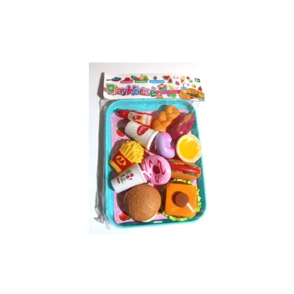 Conjunto de fast food de brinquedo para meninas com batatas, hambúrguer e muito mais