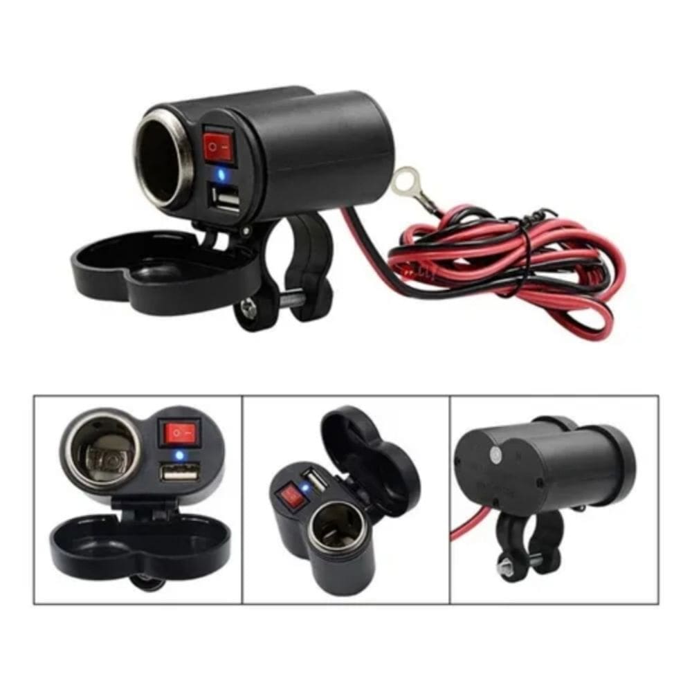 Carregador USB e isqueiro para carros e motocicletas 12V