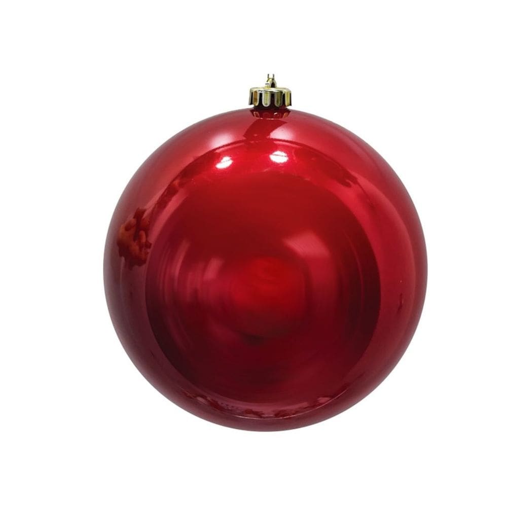 Bola de Natal Brilhante Vermelha Tradicional Grande 14cm com Cordão