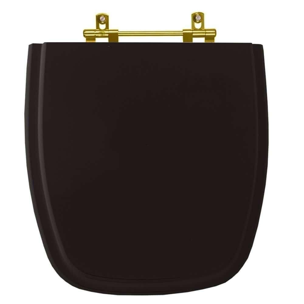 Tampa de Vaso Laqueado Art Preto para bacia Incepa com Ferragem Dourada