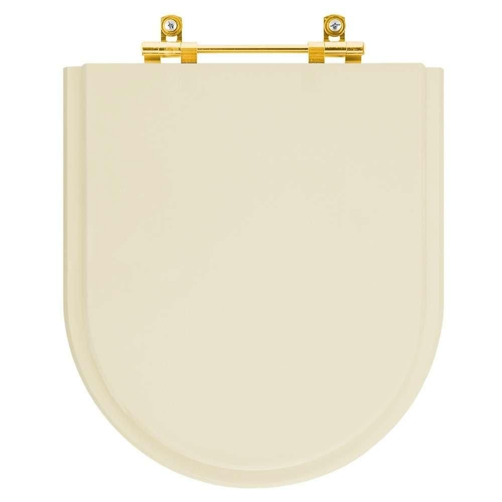 Tampa de Vaso Laqueado Riviera Rosato para bacia Celite com Ferragem Dourada